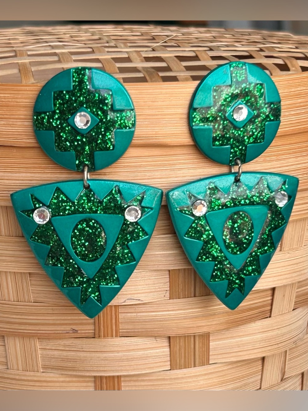 huge vintage glam 80s earrings